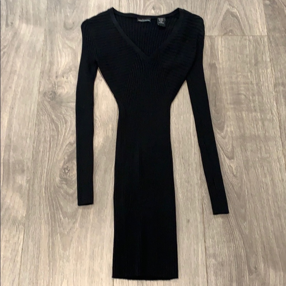 V-neck sweater mini dress